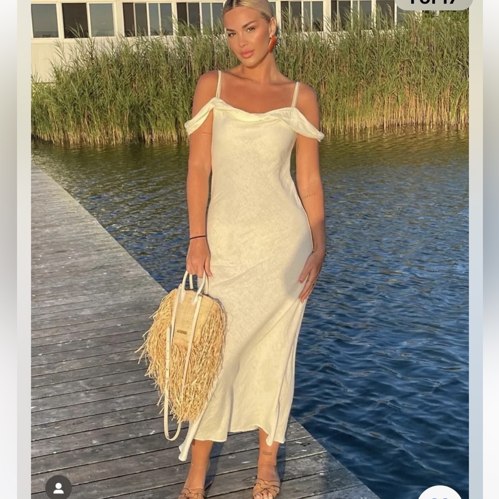 Zara linen blend long dress white - Picture 10 of 11